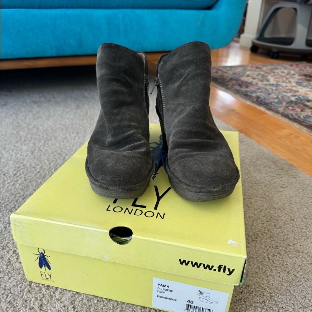 Fly London Charcoal Suede Ankle Boots